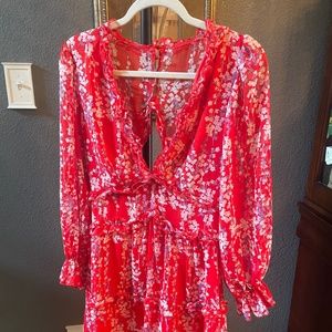 Boutique Red Floral Dress